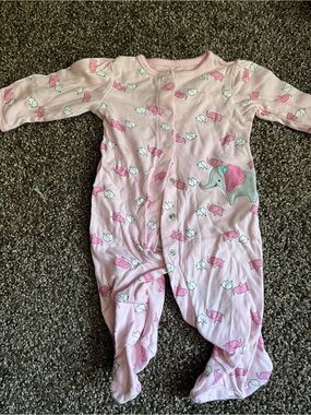 child of mine Pink Elephant Footed One-Piece